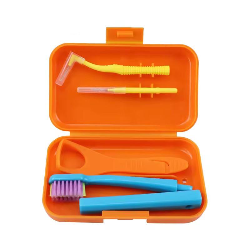 Portable Dental Cleaning Care Kit -Travel Oral Care with Detachable Toothbrush Interdental Brush Tongue Scraper And Storage Case