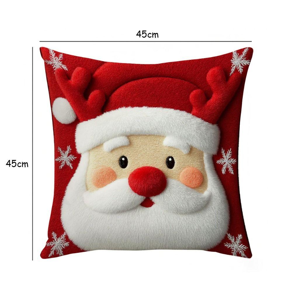 Santa Claus Christmas Throw Pillow Cover 2D Printed Plush Pillow Cover Pillowcase  Home Decoration