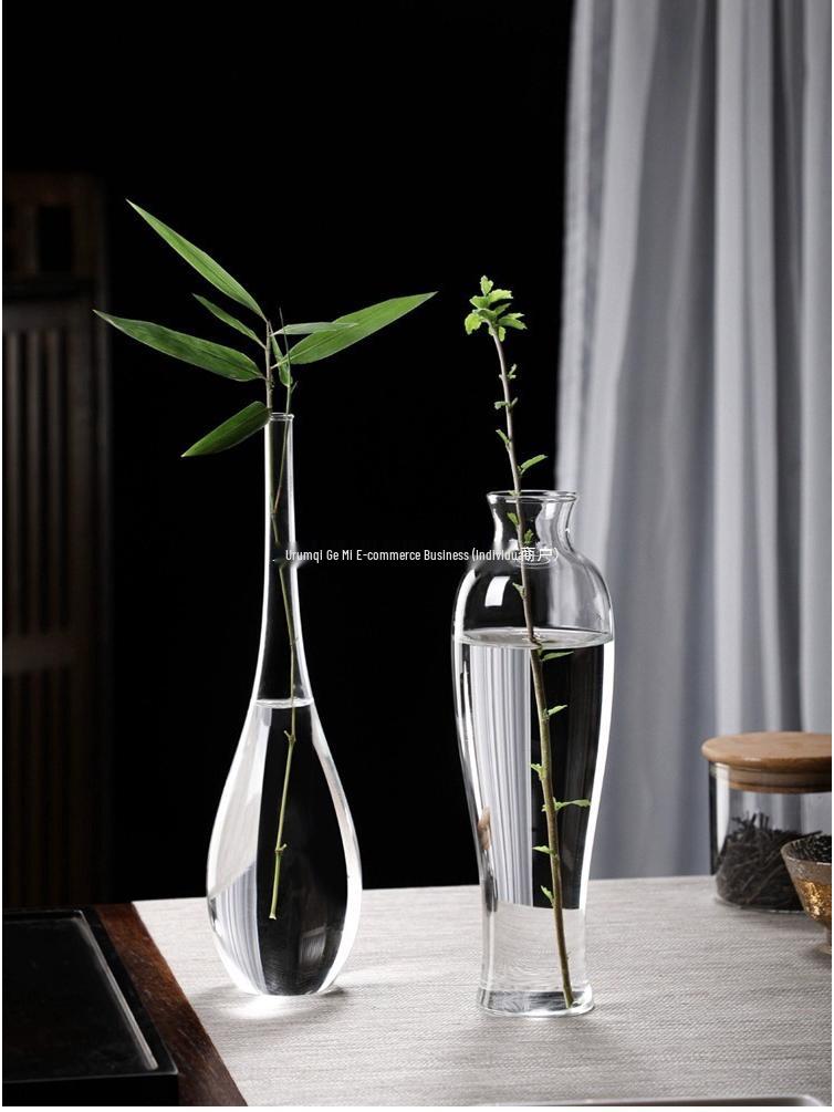 Zen Transparent Glass Vase for Hydroponic Plants and Small Mouth Flower Arrangements