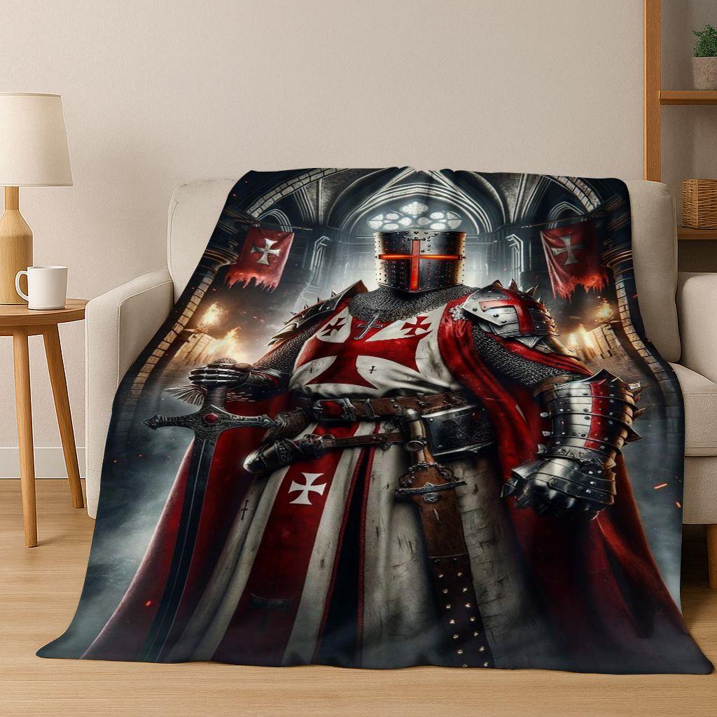 Templar Blood Knight Honor Holy Crusader Cartoon Flannel Blanket,Cozy Soft Throw Blanket for Home Bedroom Bed Sofa Cover Gift