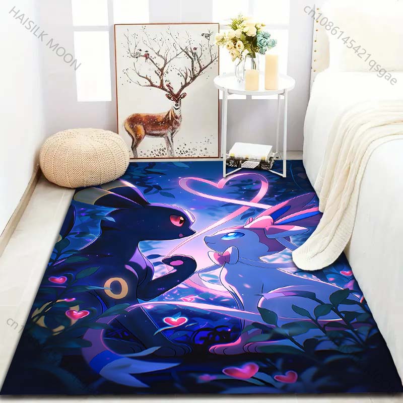 Multiple Sizes Pokemon Umbreon and Sylveon Print Carpet for Living Room Bedroom Kid's Room Home Decor Non-slip Mat Area Rug
