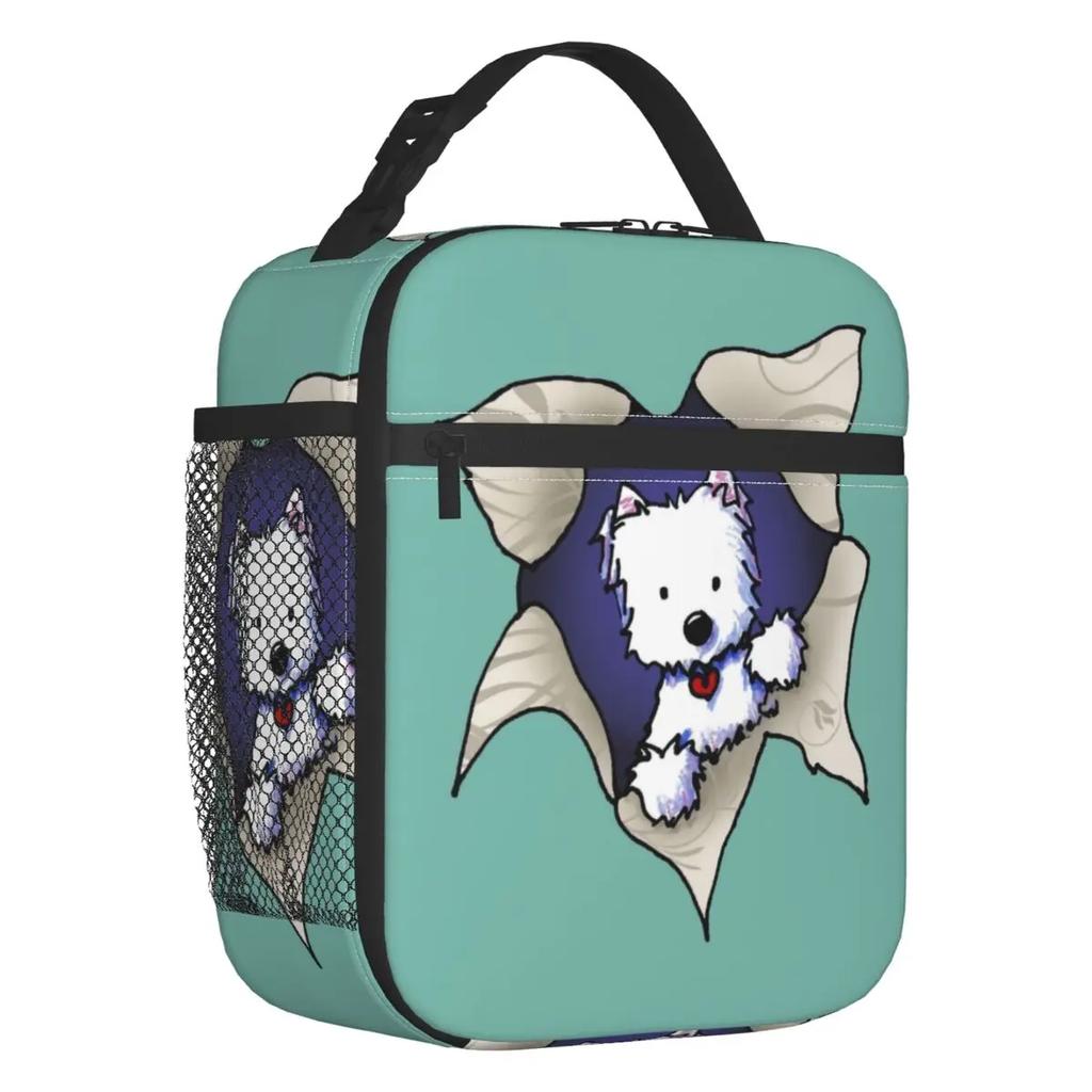 Life Lemons Westie Dog Portable Lunch Boxes Leakproof West Highland White Terrier Cooler Thermal Food Insulated Lunch Bag Kids
