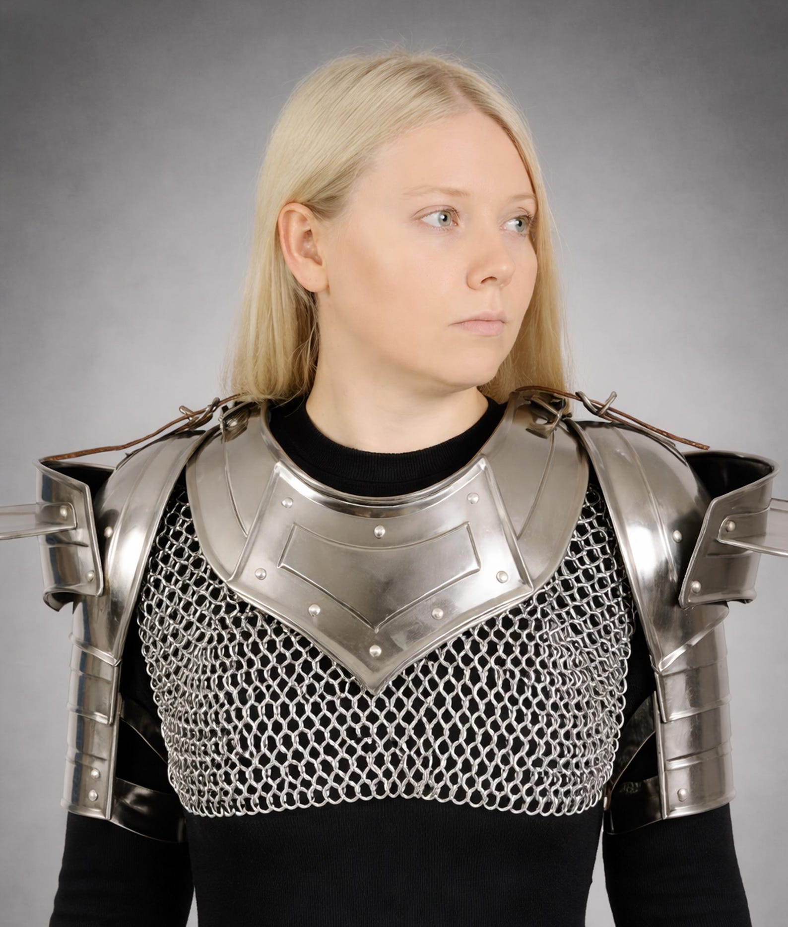 Women s Knight Chainmail Armor Set Medieval Steel Shoulder Armor LARP Cosplay Costume