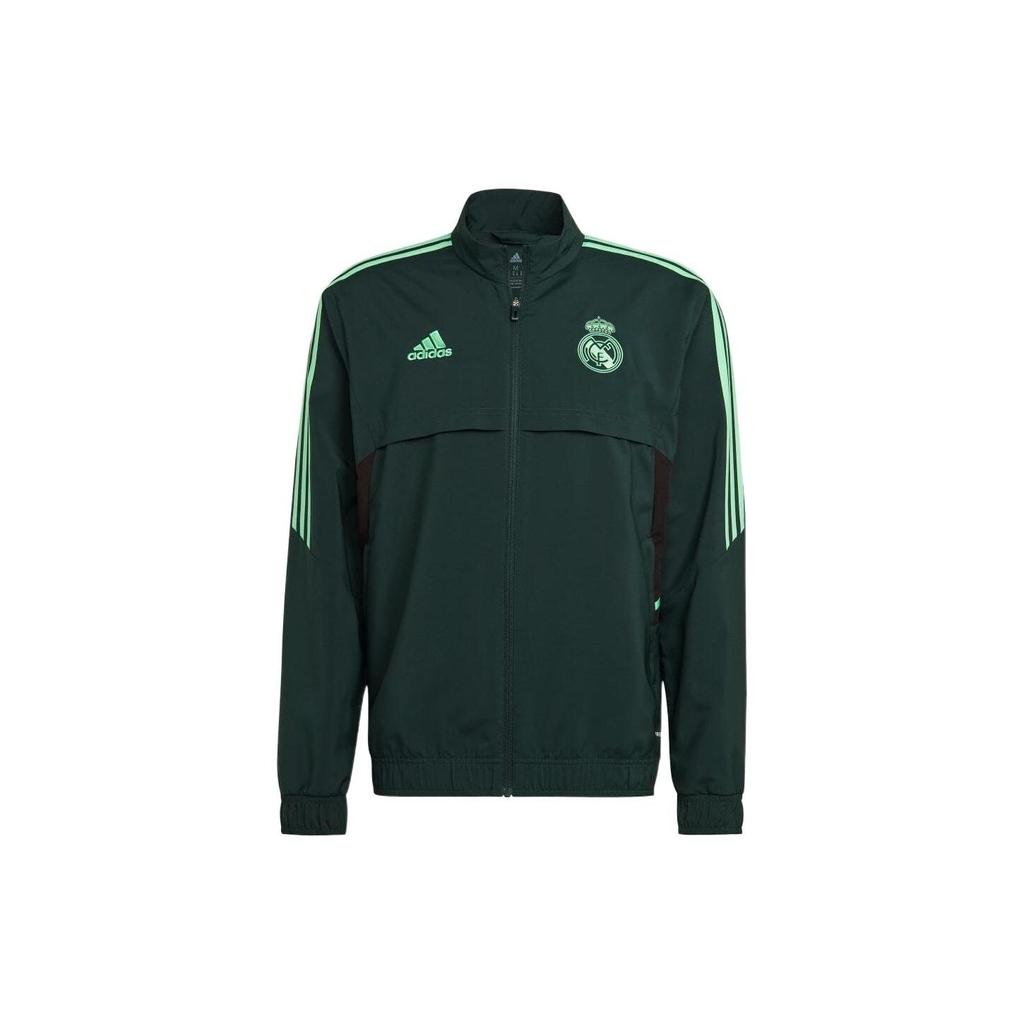 Adidas FW22 Striped Logo Pattern Printed Long Sleeve Jacket Men Jackets Green HD1217