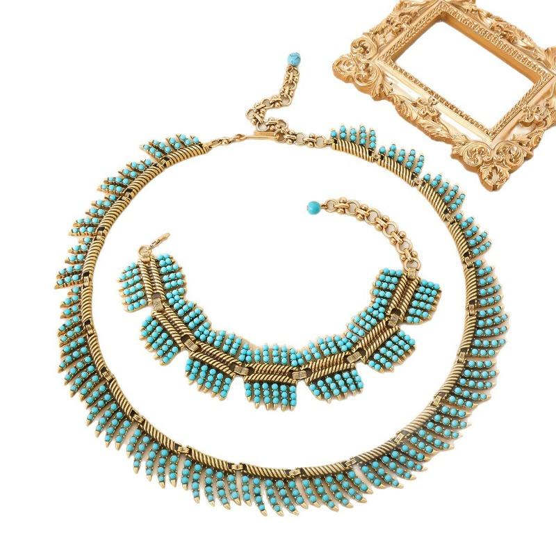 Medieval Vintage French Court Style Personalized Fishbone Bone Bone Bone Series Necklace Bracelet Stud Earrings Set
