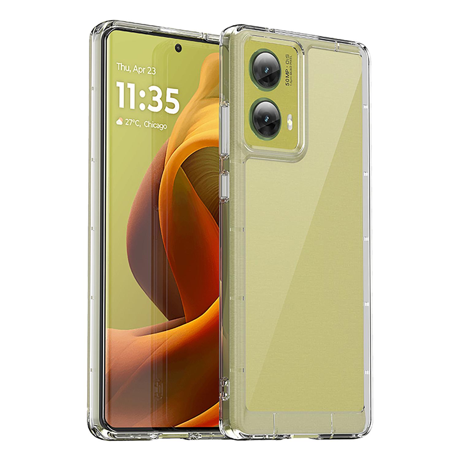 

WANLONFENG MF Series for Motorola Moto G85 5G/S50 Neo 5G Case TPU+Acrylic Clear Phone Cover with Tempered Glass Film Style A