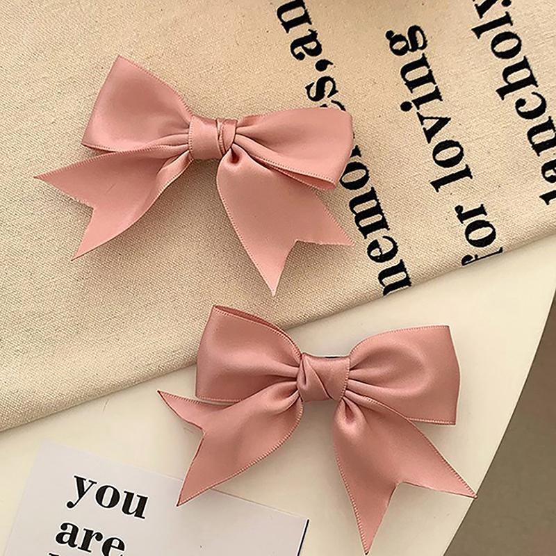 

Милые головные уборы для девочек, модные атласные заколки для волос с бантом, элегантные заколки, аксессуары для волос, лента, женский подарок на день рождения A Pair розовый
