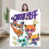 Super Kitties Anime Cat Blankets   Flannel Throw Blankets Bedroom Sofa Portable Soft Warm Bedsprea