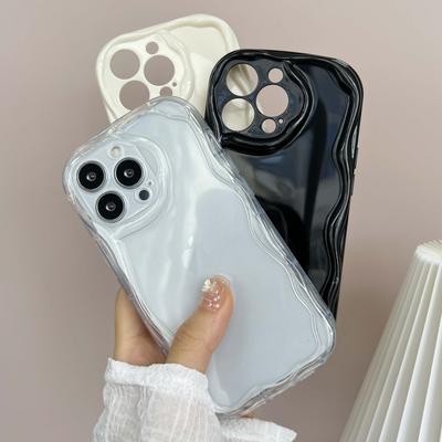 Samsung Galaxy A35 A55 S24 Ultra Xiaomi Poco X6 Pro Redmi Note 13 Pro 13C Telefon Kılıfı Siyah beyaz şeffaf Yumuşak Kapak Krem Dalgalar tasarım Kabuk Kılıf