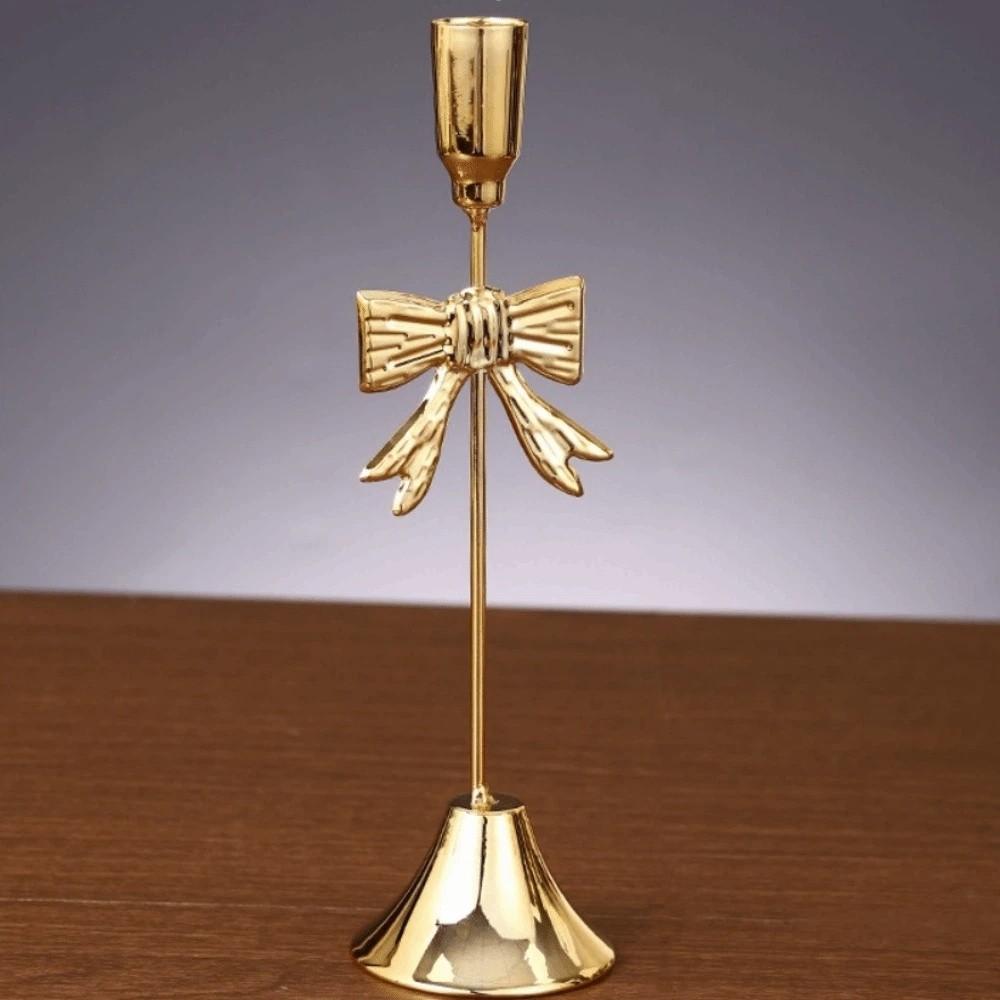 Vintage Candle Stands Electroplated Candlestick Holder Bowknot Candle Holders  Table Decor