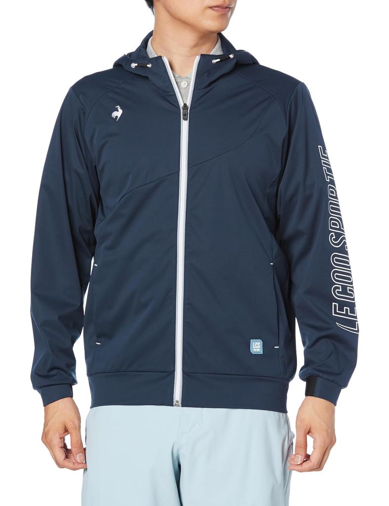Coq Sportif Full Zip Cut and Sew Water Repellent Windproof Hooded Sporty Golf QGMWJL52 NV00 L [Le Golf] [Stretch Forcer] Men's (Navy)