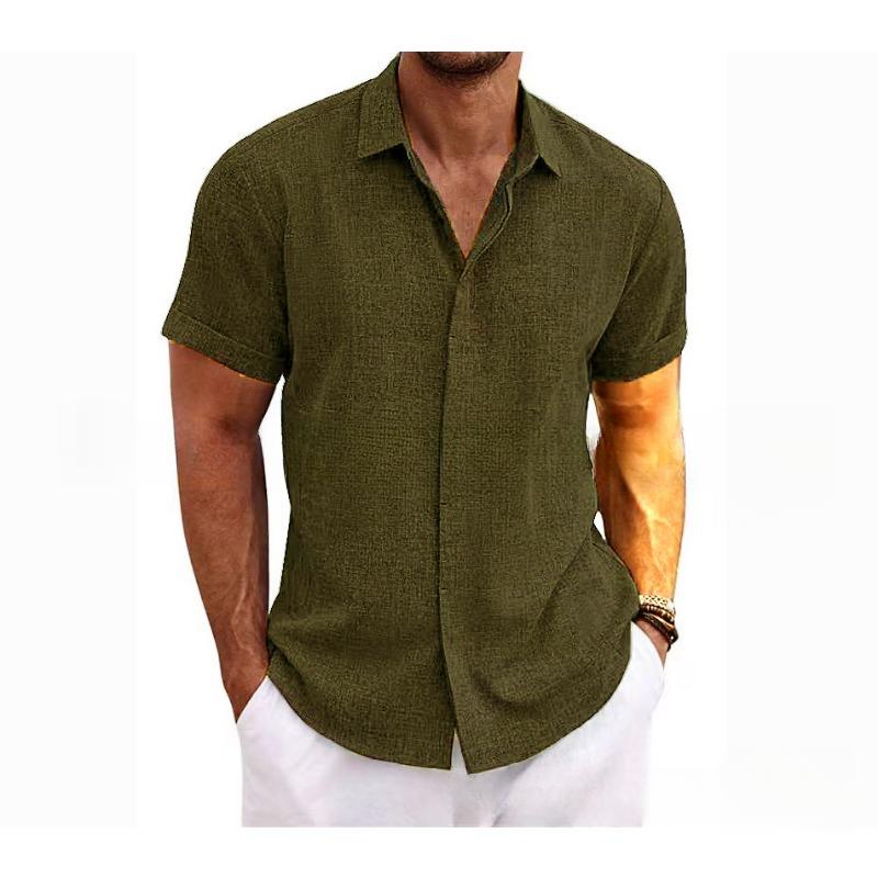 Casual Loose Solid Color Top Men's Short Sleeved Shirts