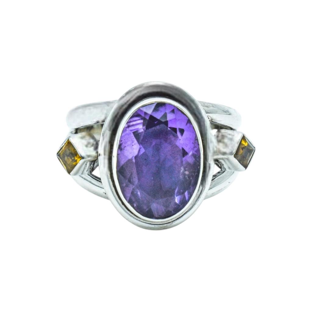 Gemstone Ring – 925 Silver Handmade Amethyst Citrine Jewelry for Women