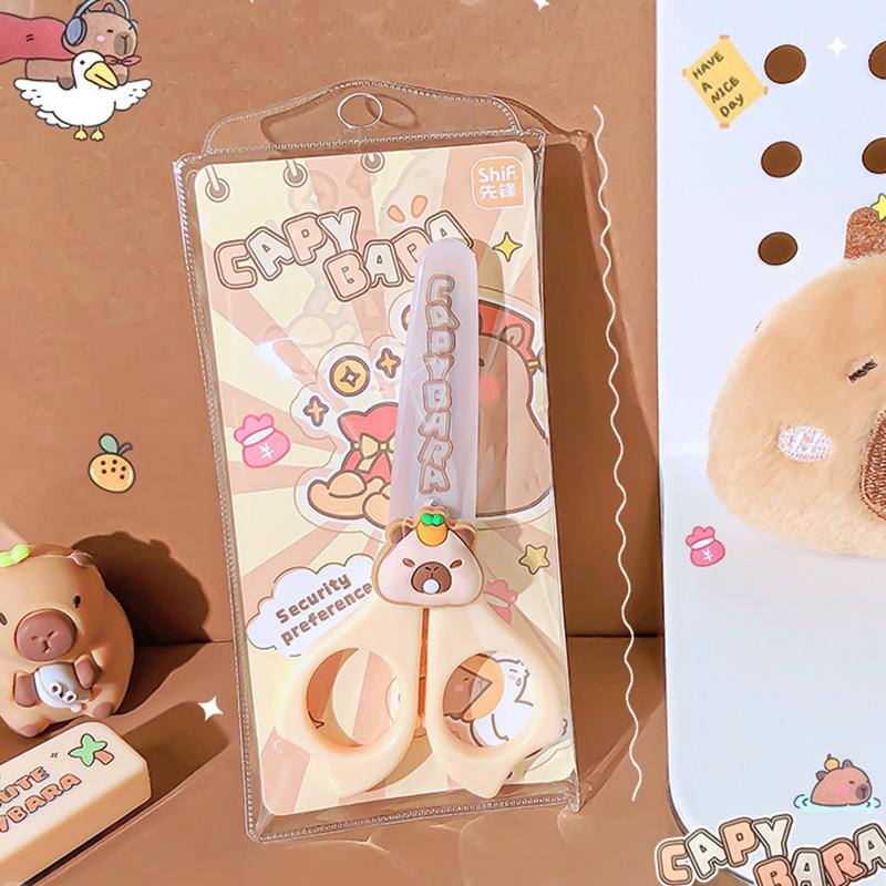 2 ks Kreslená kapybara Dětské nůžky Učební psací potřeby Ručně vyráběné Nůžky na stříhání papíru Bezpečné Nůžky na stříhání papíru