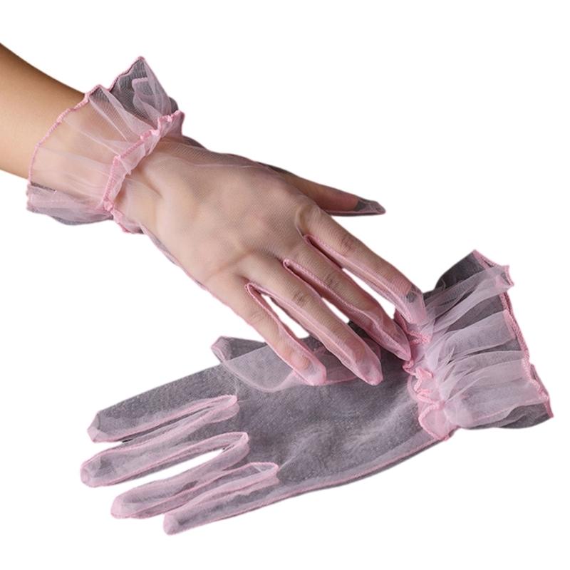 Wedding Gloves Proms Gloves Tulle Short Thin Gloves for Operas Women Lady Theme Proms Costume Accessories