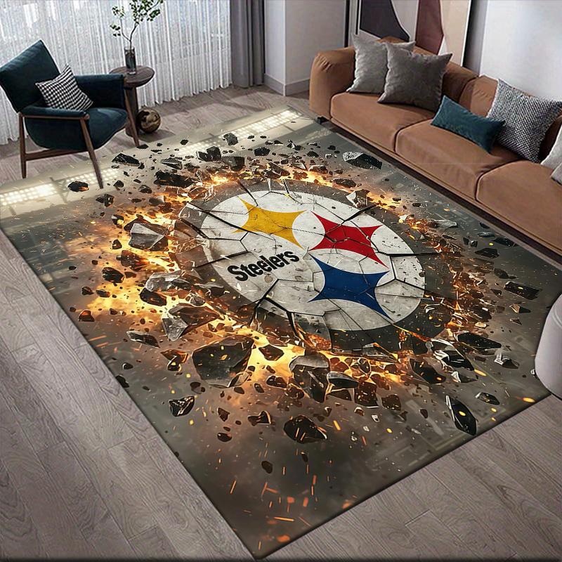 Pittsburgh Steelers3 Flannel Pattern Square Carpet,Area Rug,Carpet Rug for Living Room Bedroom Sofa Playroom Decor,Non-slip Floor Mat