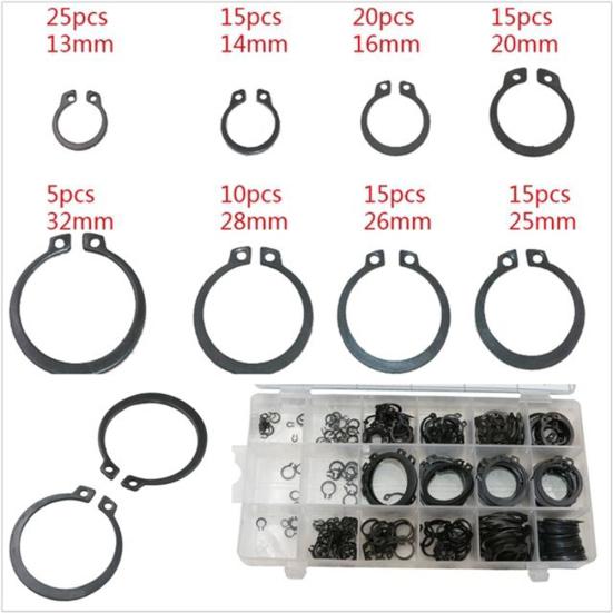 300Pcs 18Sizes C-Clips Snap Ring Circlip Retaining Ring Set Assortment with Case
