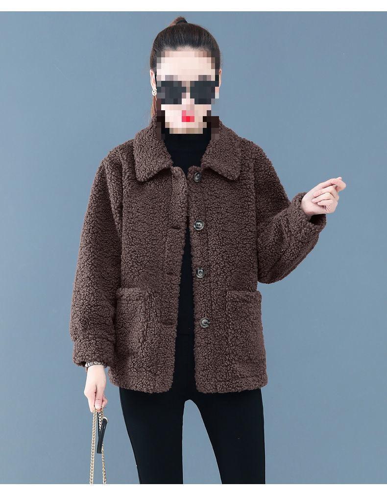 Damen Plus Size Lammwoll-Fleecejacke - Frühling/Herbst Lockerer Sitz Pelzoberteil