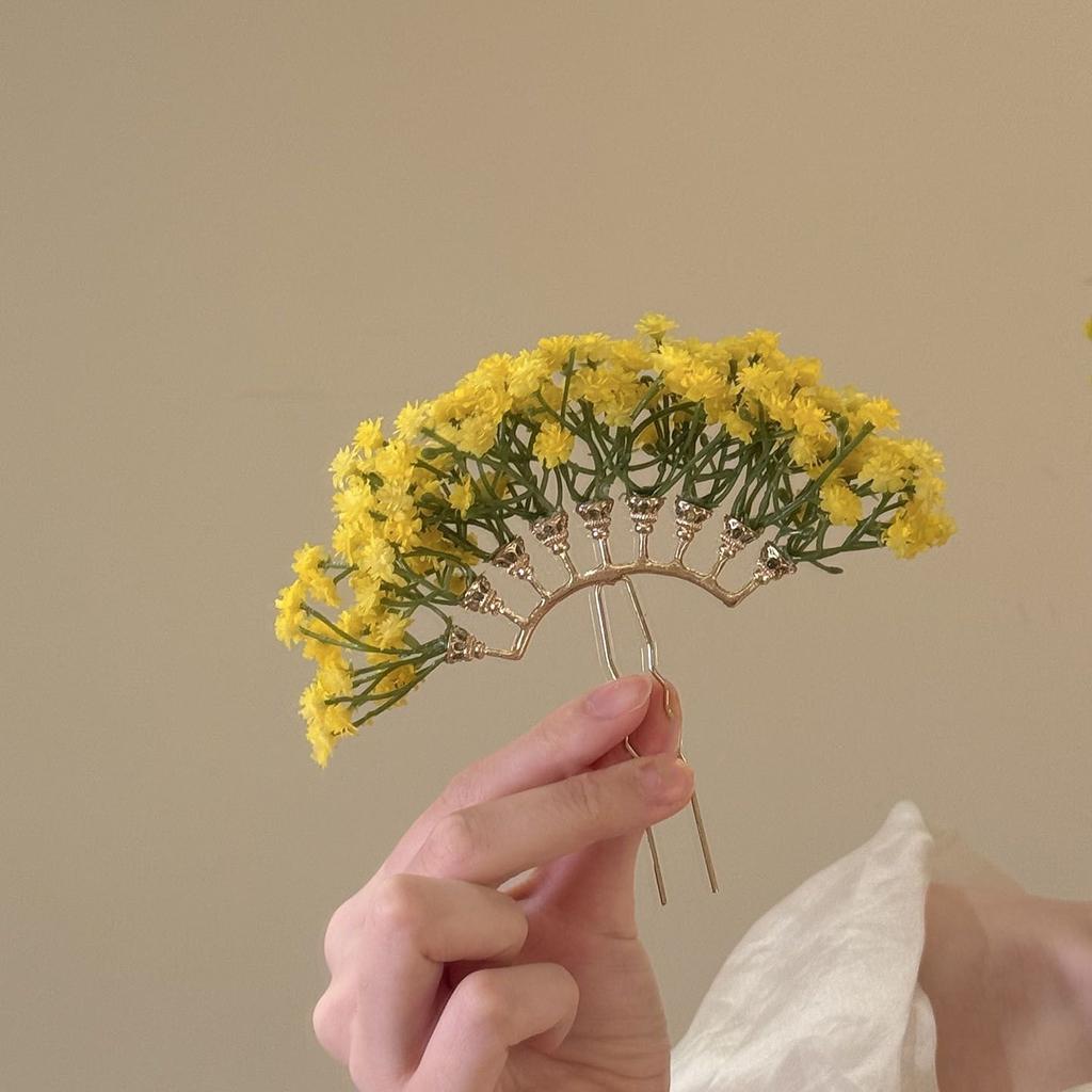 French retro red flower antique hairpin niche hairpin temperament exquisite hair accessories headdress women
