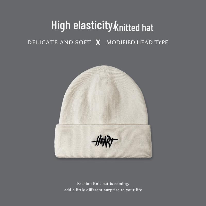 Men's Autumn/Winter Knit Beanie - Korean Style Letter Embroidery, Hip-Hop, Versatile Ear Protection Beanie.