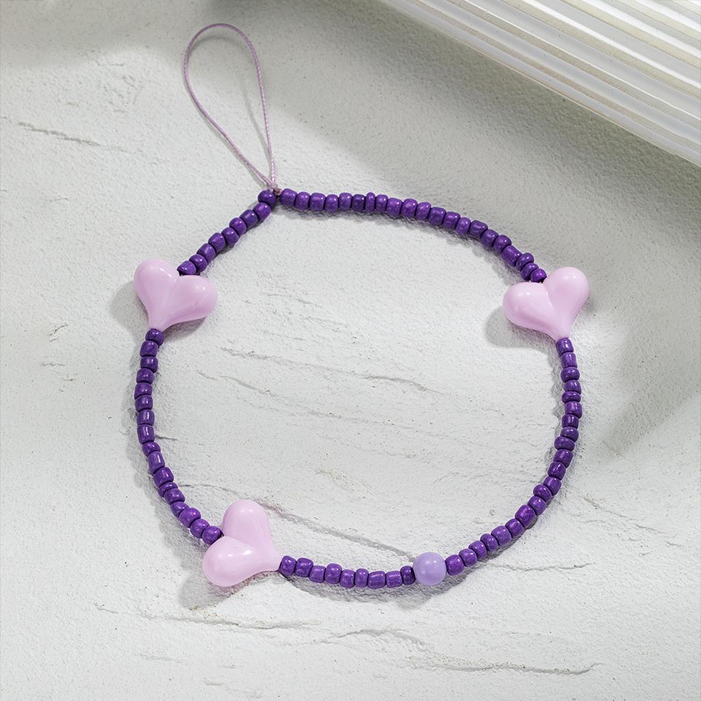 Simple Fashionable Black Peach Heart Beaded Mobile Phone Chain for Men and Women Versatile Fashion Phone Accessories Jewelry