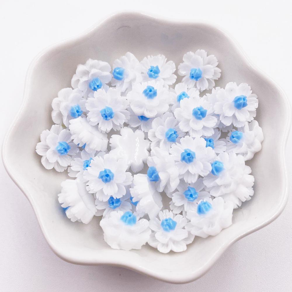 

60 шт., смола, 12 мм, 3D красочный цветок, плоская задняя часть, камень со стразами