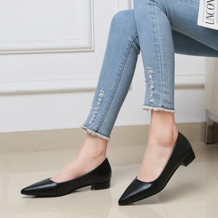 2025New Pointed Toe Shallow Mouth Square Heel Small Leather Shoes Women's Elegant High Heels Dress Shoes Zapatos Mujer