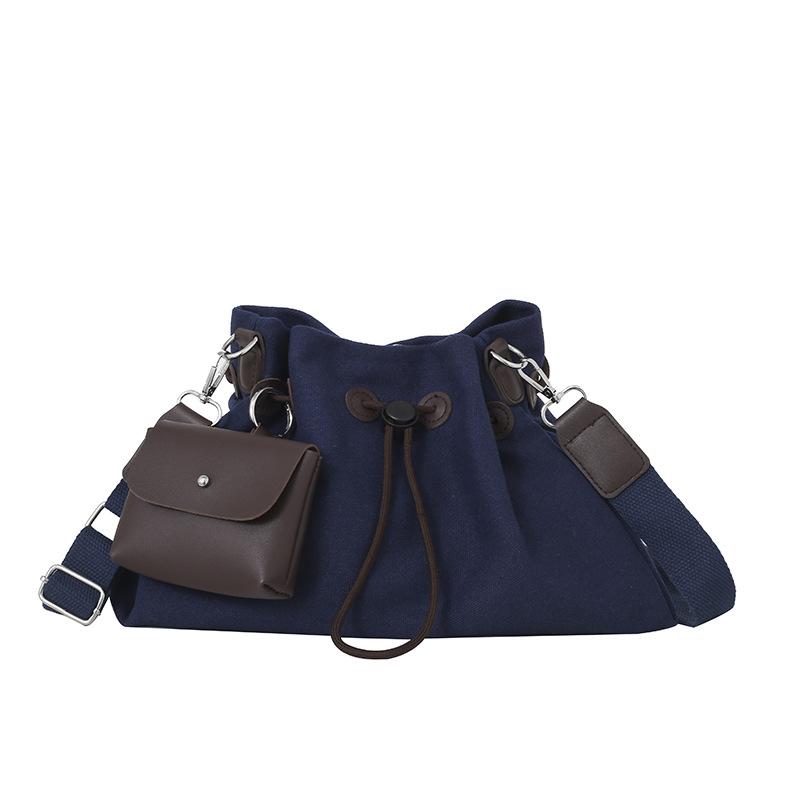 Retro drawstring shoulder bucket bag women's summer casual versatile large-capacity messenger bag tide