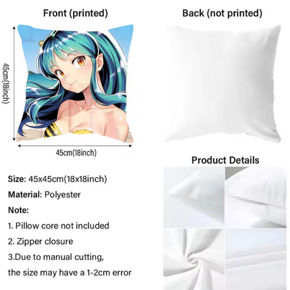 Game Urusei Yatsura Anime Cushion Cover Pattern Printed Pillowcase For Living Room Sofa Cushion Cover & Bedroom Decor