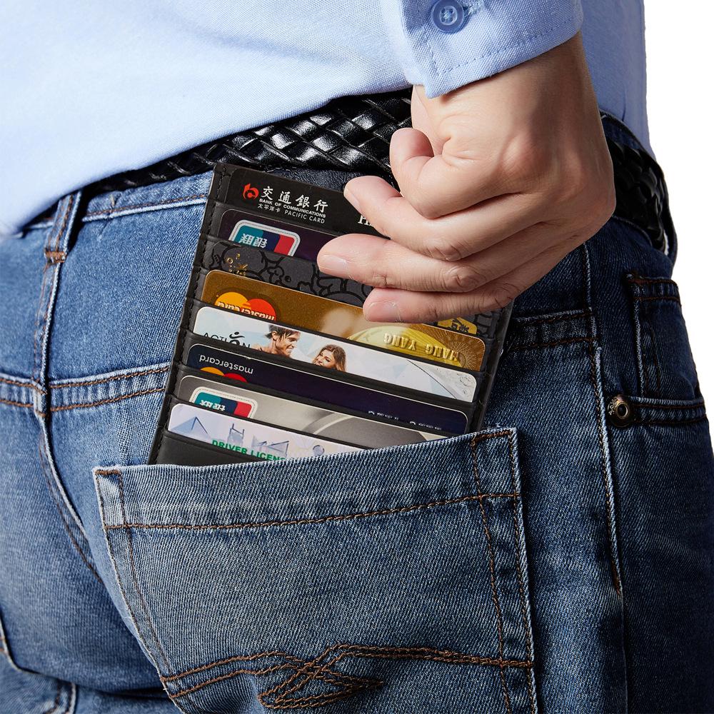 Ultradünne Geldbörse aus echtem Leder mit mehreren Kartenfächern