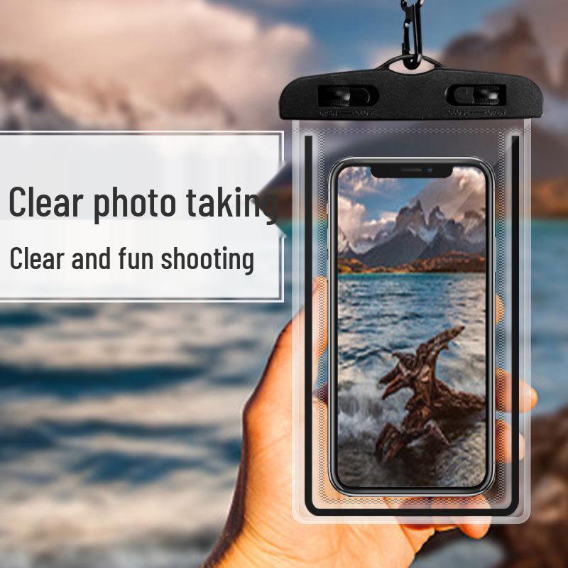 Luminous Waterproof Phone Case with Touch Screen for Swimming and Rafting.
