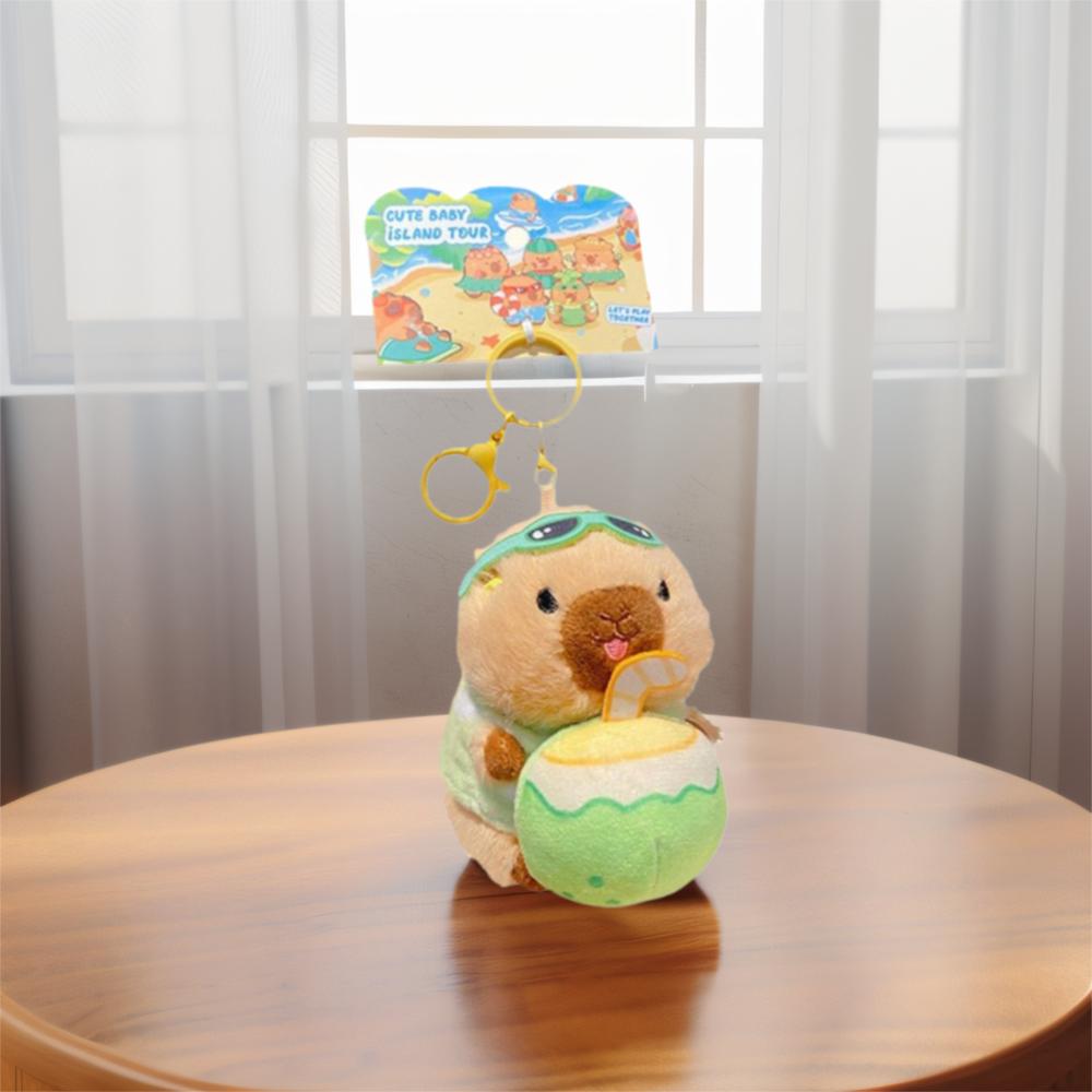 Kawaii Cartoon Plush Capybara Keychain Island Style Cute Doll Pendant Bag Hanging Ornaments Car Keyring