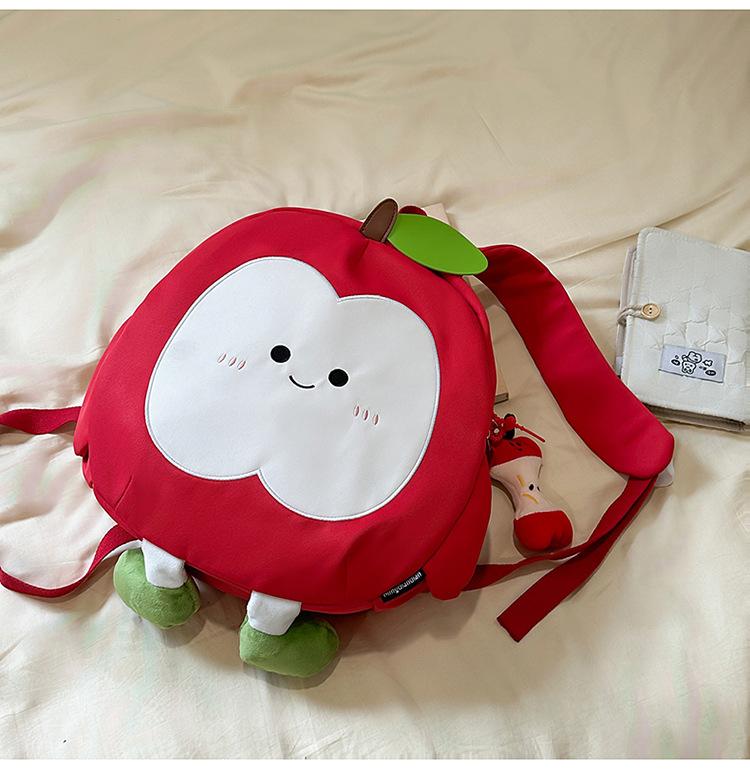 School Bag 2025 Cute Apple Cartoon Large Capacity School Bag Travel Leisure Commute Light Backpack
