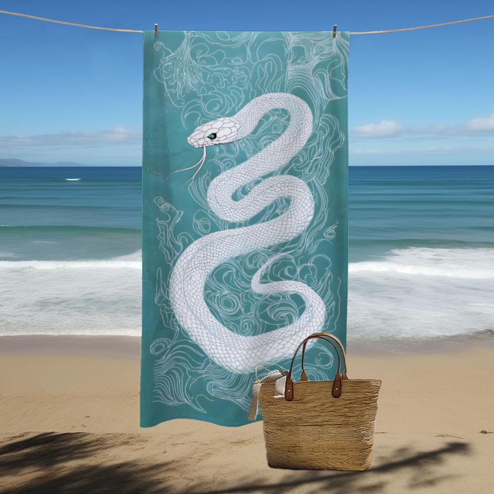 Microfiber Beach Towel | Quick Dry, Lightweight, Modern Snake Print Design | Great For Beach And Outdoor Activities, Beach Towel 70X140cm
