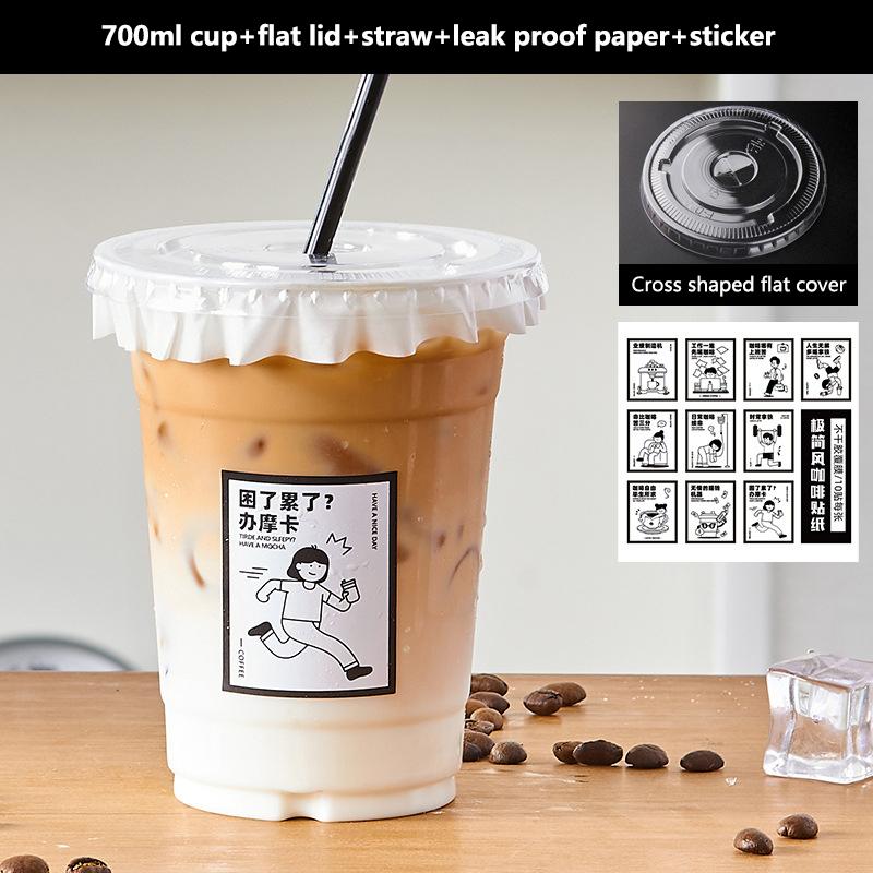 10Pcs Clear Plastic Cup With Strawless Lids Disposable Cups For Iced Coffee Or Juice Party Smoothie Milkshake Cold Drinks