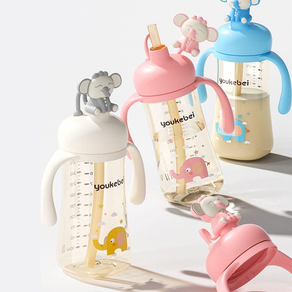 with Handle Baby Bottle 300ML Silicone Straw  Bottle New PPSU Water Cup  Baby Feeding Supply