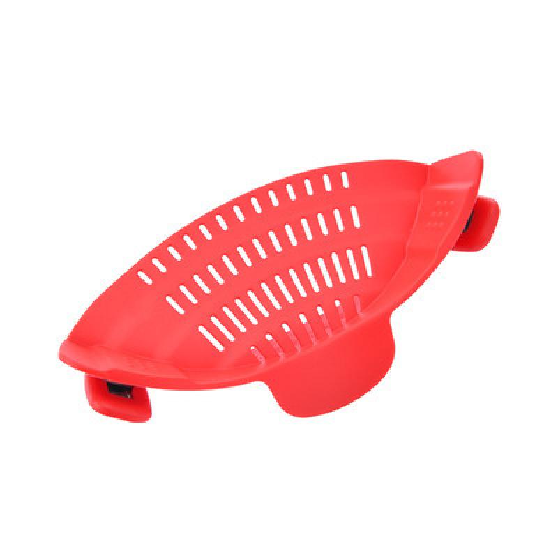 Silicone Kitchen Strainer Clip Pan Drain Rack Bowl Funnel Rice Pasta Vegetable Washing Colander Draining Excess Liquid Univers