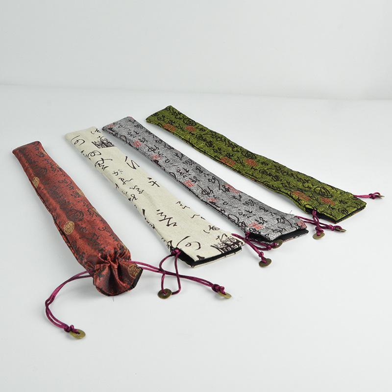 8”/10” Unisex Brocade Fan Cover: Folding Fan Velvet & Silk Storage Bag