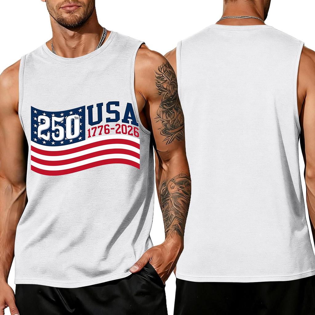 Men's Sleeveless Tank Top Loose Fit Casual Summer Daily Wear Printed Sleeveless Shirt Lightweight Breathable Fabric