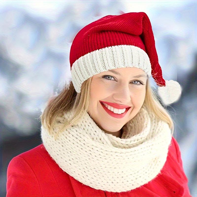 Knitted Parent-Child Christmas Hat Outfit - Machine-Woven Santa Claus Design for the Season