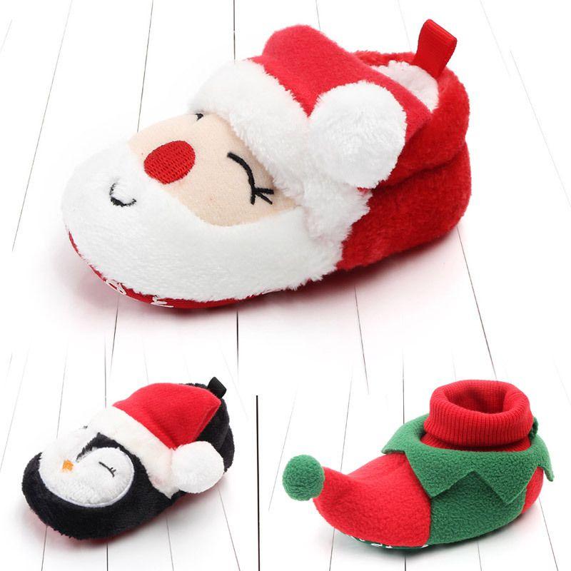 Christmas Gift Kids Baby Girl Boy Toddler Warm Slippers 3d Reindeer Santa Claus Shoes