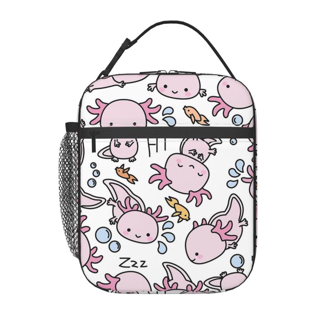 Swimmy Axolotls Insulated Lunch Bag for Women Kids Portable Food Boxes Thermal Lunch Box Tote