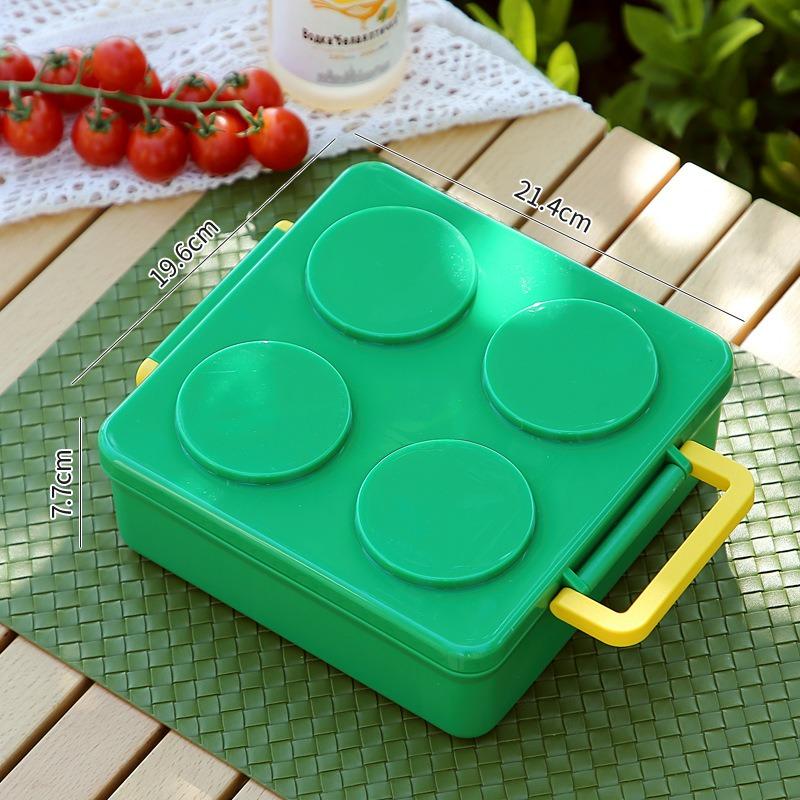 Creative Building Blocks Lunch Box Picnic Salad Bento Box Microwave Available Heating Student School Office Fruit Food Container