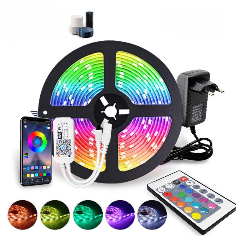 "12V WiFi Waterproof LED Light Strip Set with Alexa Voice Control, 2835/5050, 24-Key"