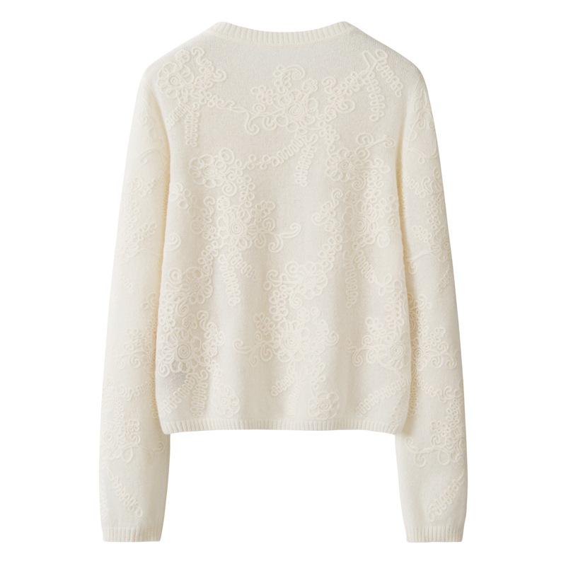 100% Pure Cashmere Hand-Crocheted Versatile Crew Neck Sweater