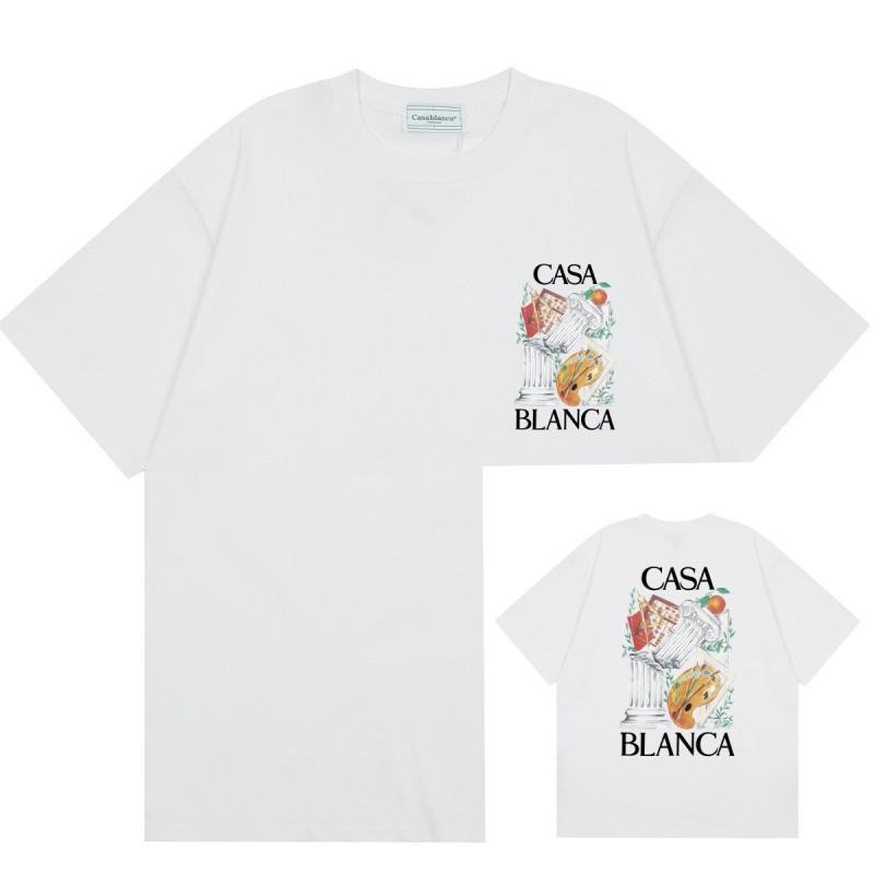 Men Women Streetwear Short Sleeve T-Shirt With Geometric Letter Print Loose Fit Cotton Tee Casual