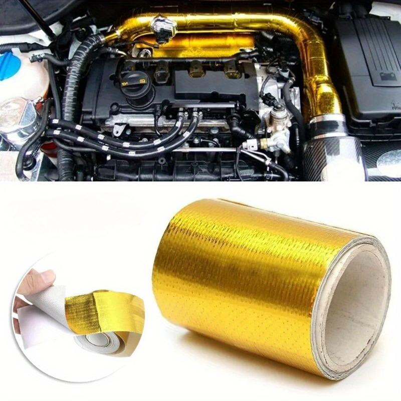 1 PC Gold Thermal Exhaust Tape Air Intake Heat Insulation Shield Wrap Reflective 2021 Aluminum Fiberglass Heat Shield Wrap Tape