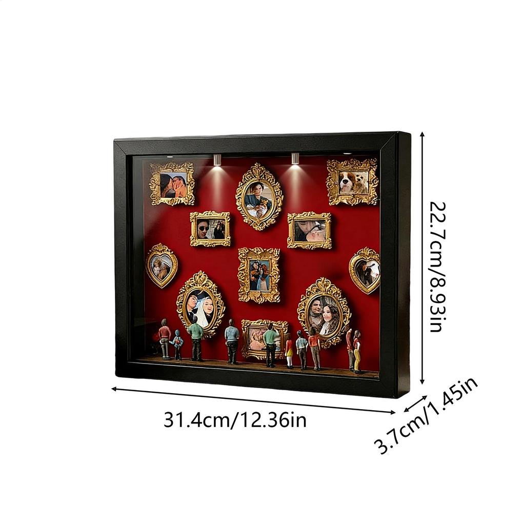 DIY Mini Museum Silhouette Box Spotlight Shadow Boxes Photo Frame With 11 Photo Frames And 8 Dolls For Anniversaries, Weddings