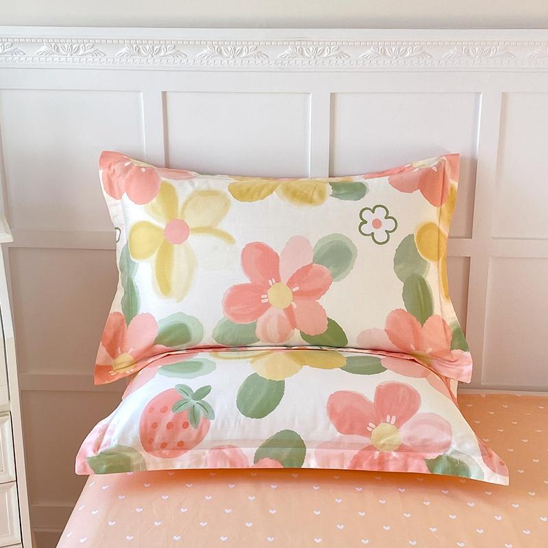 100% Cotton Pillowcase Customizable Flowers Cartoon Design Bedding Pillowcase Adult Bedroom Home Decor Custom Size Cushion Cover