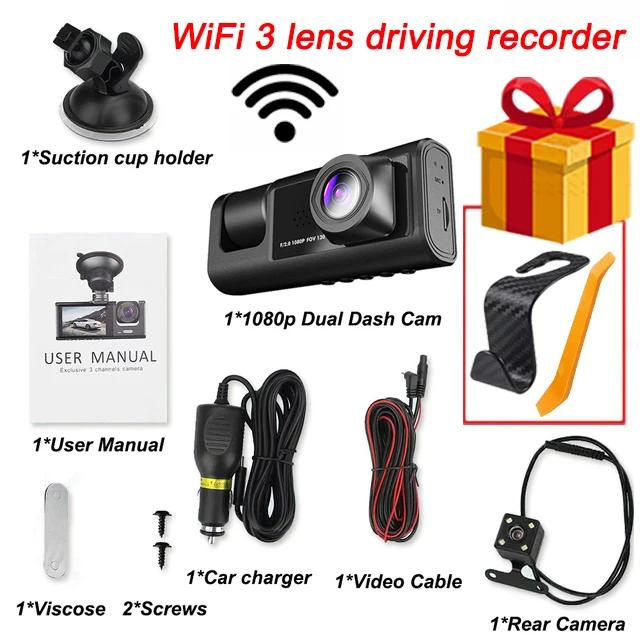 3 Camera Dash Cam for Cars 2Inch WIFI Vehicle Recorder Car DVR Rear View Camera for Vehicle 1080P Night Vision Car Assecories